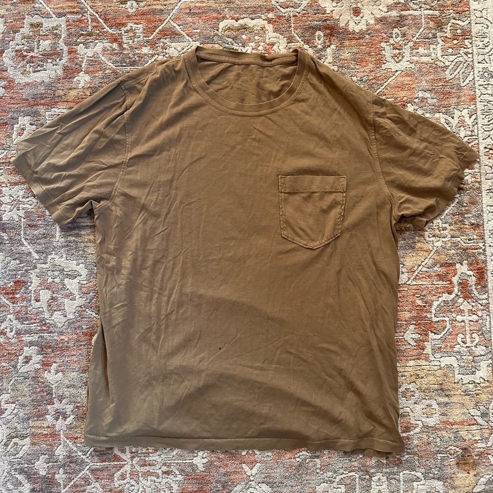 Billy Reid Mens Large Cotton Light Green/Brown Tee Shirt
